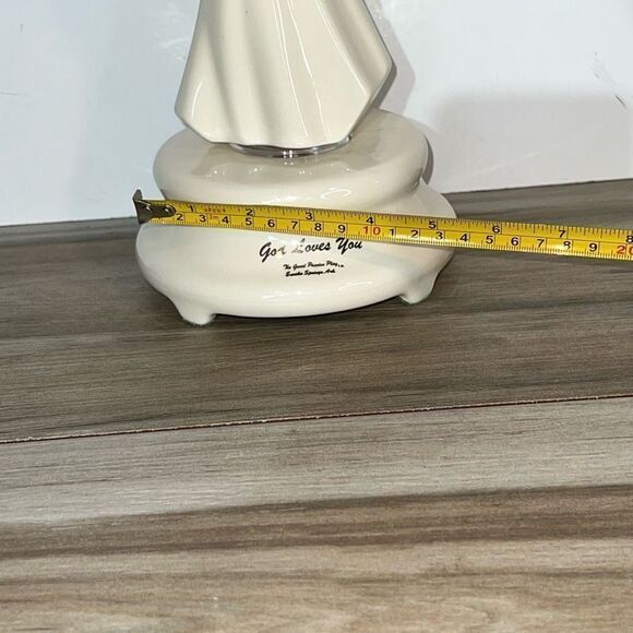 Vintage Angel Music Box Plays Gather At The River White God Loves You Inscribed - Picture 6 of 15